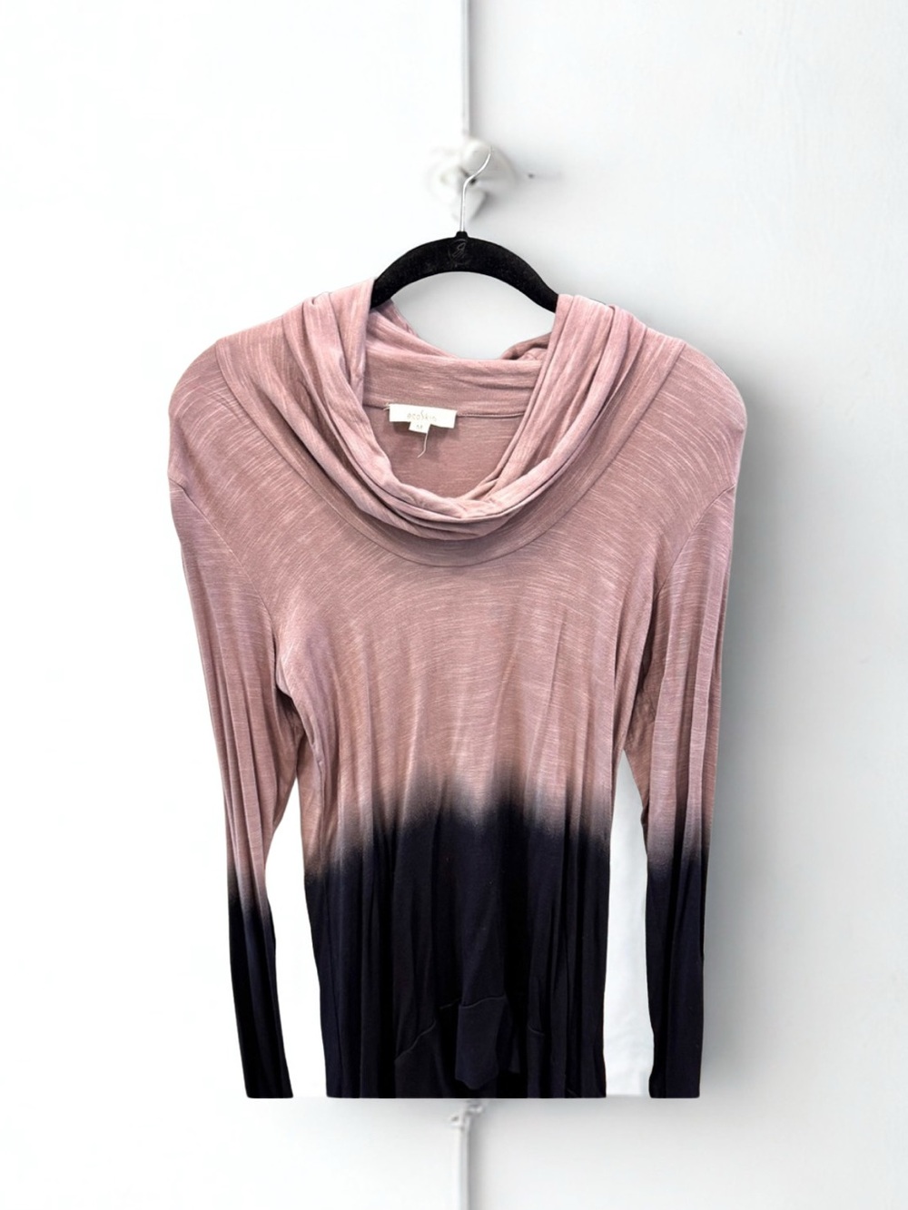 EcoSkin Pink and Black Ombre Cowl Neck, Size Medium